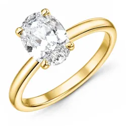 ovaali lab grown timantti solitaire-sormus 14 karaatin kultaa 2,0 ct