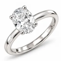 ovaali lab grown timantti solitaire-sormus 14 karaatin valkokultaa 2,0 ct