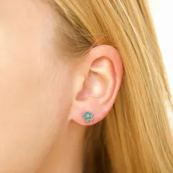 6,5 mm päivänkakkara sininen nappikorvakorut  kullattu hopea - Majse