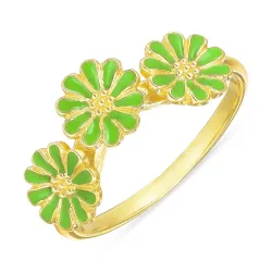 päivänkakkara vaaleanvihreä sormus kullattua hopeaa - Maggie