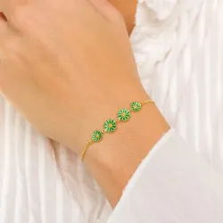 päivänkakkara tummanvihreä rannekoru kullattua hopeaa - Maggie