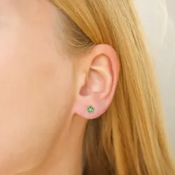 4,5 mm päivänkakkara tummanvihreitä korvarenkaat  kullattu hopea - Majse