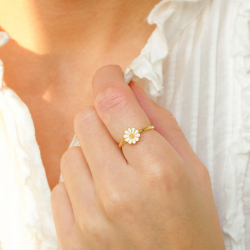 päivänkakkara sormus kullattua hopeaa - Maggie