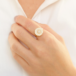 päivänkakkara zirkoni sormus kullattua hopeaa - Marie