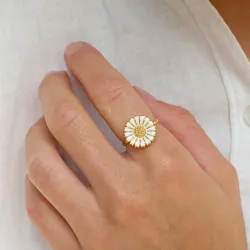 15 mm päivänkakkara sormus kullattua hopeaa - Marie