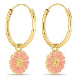 18 mm päivänkakkara pinkki rengas  kullattu hopea - Marie