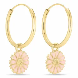 18 mm päivänkakkara pinkki rengas  kullattu hopea - Marie