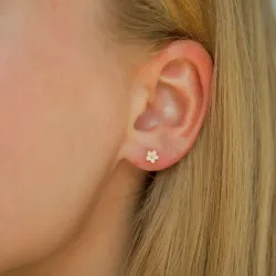 pieniä päivänkakkara valkoinen nappikorvakorut  kullattu hopea - Majse