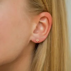 5 mm päivänkakkara laventelinvärinen nappikorvakorut  kullattu hopea - Majse