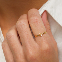 5 mm päivänkakkara lila sormus kullattua hopeaa - Majse