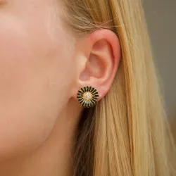 14 mm päivänkakkara mustat zirkoni nappikorvakorut  kullattu hopea - Matilda