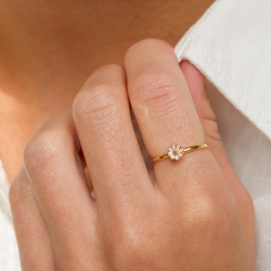 5 mm päivänkakkara lila sormus kullattua hopeaa - Maggie