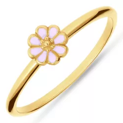 5 mm kukka vaaleanpunainen sormus kullattua hopeaa