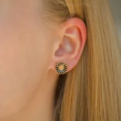 11 - 12 MM päivänkakkara mustat nappikorvakorut  kullattu hopea - Marie