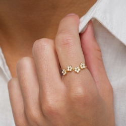 päivänkakkara sormus kullattua hopeaa - Majse