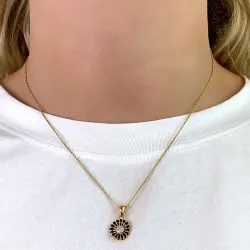 11 mm päivänkakkara zirkoni riipus jossa on ketju kullattua hopeaa - Matilda