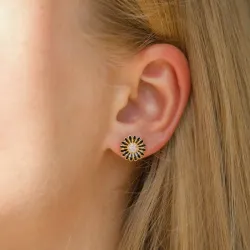 10 - 11 mm päivänkakkara mustat zirkoni nappikorvakorut  kullattu hopea - Matilda