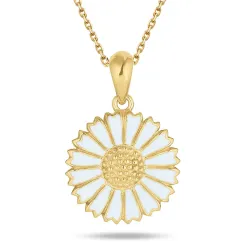 15 mm päivänkakkara sininen kaulaketju kullattua hopeaa - Marie