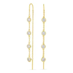 zirkoni ketjukorvakorut  kullattu hopea