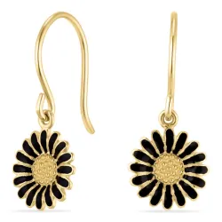 11 mm päivänkakkara mustat korvarenkaat  kullattu hopea - Matilda