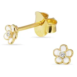 4,5 mm päivänkakkara zirkoni nappikorvakorut  kullattua hopeaa - Majse