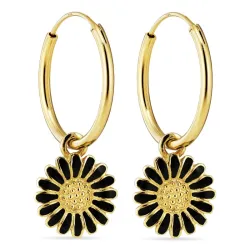 18 mm päivänkakkara mustat rengas  kullattua hopeaa - Matilda