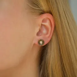 10 - 11 mm päivänkakkara mustat nappikorvakorut  kullattua hopeaa - Marie