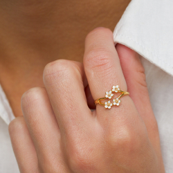 päivänkakkara sormus kullattua hopeaa - Majse