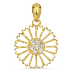 14 mm päivänkakkara zirkoni riipus  kullattua hopeaa - Marie