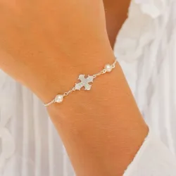 12 x 10,5 mm dagmarristi helmi rannekoru hopeaa - Amoré