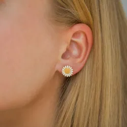 11 mm päivänkakkara valkoinen nappikorvakorut  kullattu hopea - Matilda