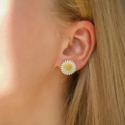 14,5 mm päivänkakkara valkoinen nappikorvakorut  kullattua hopeaa - Matilda