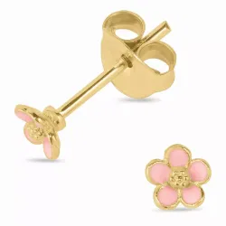 5 mm päivänkakkara pinkki nappikorvakorut  kullattua hopeaa - Majse