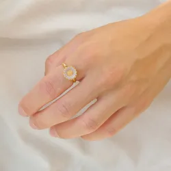 11 mm päivänkakkara lila sormus kullattua hopeaa - Marie