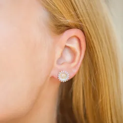 11 mm päivänkakkara lila nappikorvakorut  kullattua hopeaa - Matilda