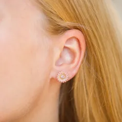 päivänkakkara pinkki nappikorvakorut  kullattua hopeaa - Matilda