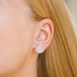 14,5 mm päivänkakkara lila nappikorvakorut  kullattu hopea - Matilda