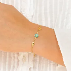 sydän päivänkakkara sininen rannekoru kullattua hopeaa - Maggie