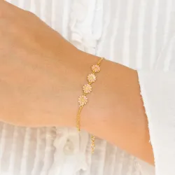 päivänkakkara pinkki rannekoru kullattua hopeaa - Maggie