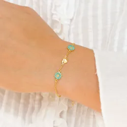 sydän päivänkakkara sininen rannekoru kullattua hopeaa - Maggie