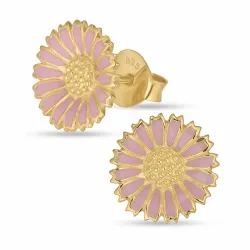 12 mm päivänkakkara pinkki nappikorvakorut  kullattua hopeaa - Marie
