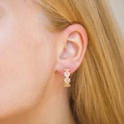 päivänkakkara pinkki nappikorvakorut  kullattua hopeaa - Maggie