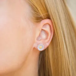 11,5 mm päivänkakkara lila nappikorvakorut  kullattua hopeaa - Marie