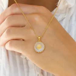 14,5 mm päivänkakkara lila riipus  kullattua hopeaa - Marie