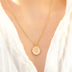 14,5 mm päivänkakkara pinkki riipus  kullattua hopeaa - Marie