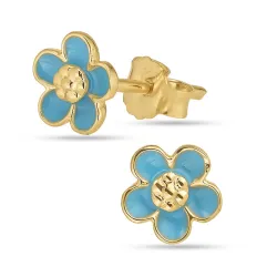 6,5 mm päivänkakkara sininen nappikorvakorut  kullattu hopea - Majse