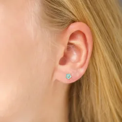 päivänkakkara sininen nappikorvakorut  kullattu hopea - Majse