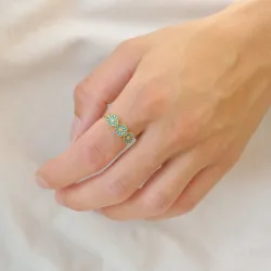 päivänkakkara sininen sormus kullattua hopeaa - Maggie