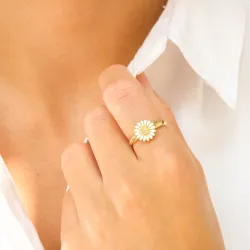 10 mm päivänkakkara sormus kullattua hopeaa - Matilda