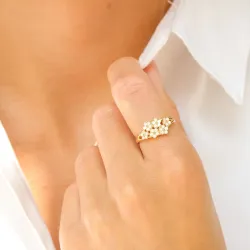 päivänkakkara sormus kullattua hopeaa